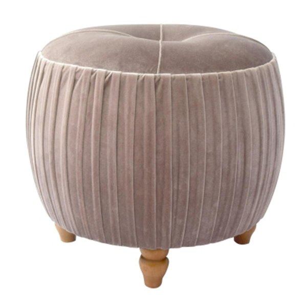 New Pacific Direct New Pacific Direct 1600008-187 Helena Small Round Ottoman Natural Wood Legs; Chamoise 1600008-187